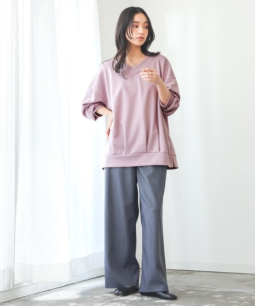 n'OrLABEL(ノアールレーベル)の「【機能素材】『前後Vネックダンボールスウェット』(スウェット・レディース・チャコール/モカ/ライトグレー/ピンク・FREE)」の12枚目の写真