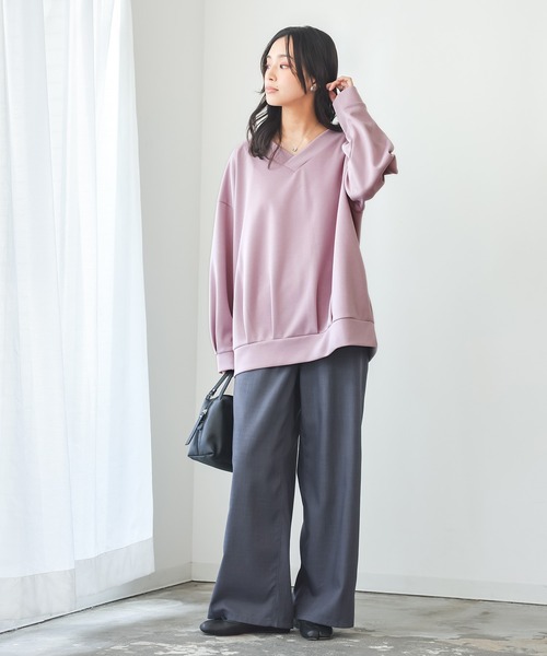 n'OrLABEL(ノアールレーベル)の「【機能素材】『前後Vネックダンボールスウェット』(スウェット・レディース・チャコール/モカ/ライトグレー/ピンク・FREE)」の13枚目の写真
