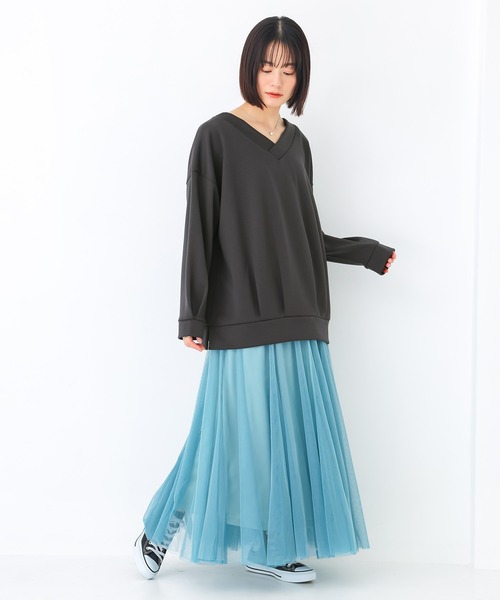 n'OrLABEL(ノアールレーベル)の「【機能素材】『前後Vネックダンボールスウェット』(スウェット・レディース・チャコール/モカ/ライトグレー/ピンク・FREE)」の15枚目の写真