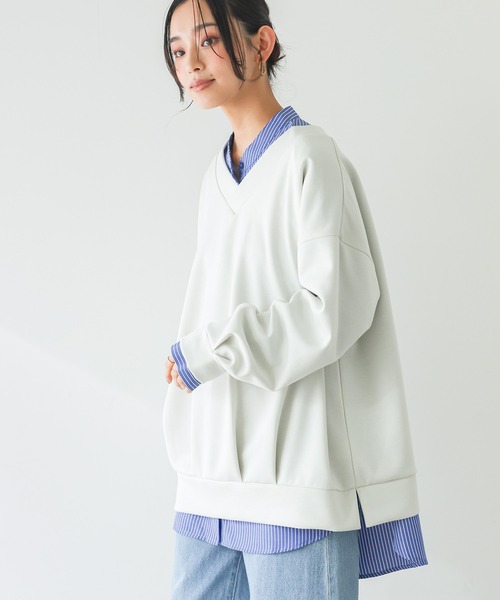 n'OrLABEL(ノアールレーベル)の「【機能素材】『前後Vネックダンボールスウェット』(スウェット・レディース・チャコール/モカ/ライトグレー/ピンク・FREE)」の18枚目の写真