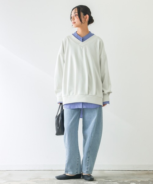 n'OrLABEL(ノアールレーベル)の「【機能素材】『前後Vネックダンボールスウェット』(スウェット・レディース・チャコール/モカ/ライトグレー/ピンク・FREE)」の20枚目の写真