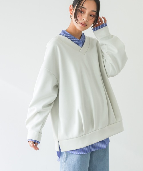 n'OrLABEL(ノアールレーベル)の「【機能素材】『前後Vネックダンボールスウェット』(スウェット・レディース・チャコール/モカ/ライトグレー/ピンク・FREE)」の19枚目の写真