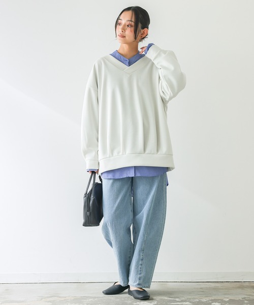 n'OrLABEL(ノアールレーベル)の「【機能素材】『前後Vネックダンボールスウェット』(スウェット・レディース・チャコール/モカ/ライトグレー/ピンク・FREE)」の21枚目の写真