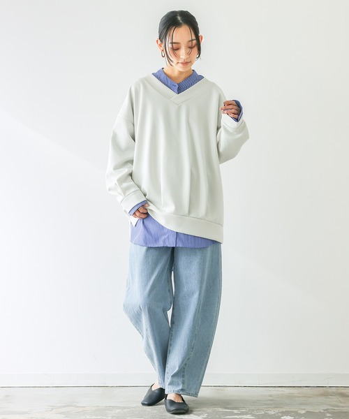 n'OrLABEL(ノアールレーベル)の「【機能素材】『前後Vネックダンボールスウェット』(スウェット・レディース・チャコール/モカ/ライトグレー/ピンク・FREE)」の22枚目の写真