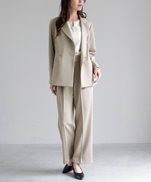 White Collection（ホワイトコレクション）の「【 軽やかにハンサム映え 】メランジツイル・ダブルジャケット&ストレートパンツスーツセット（スーツセット）」