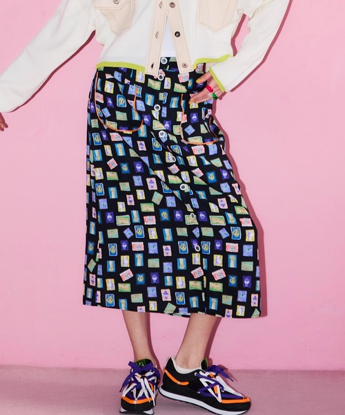 Cepica（セピカ）の「カラフルスタンププリントスカート（スカート・レディース・ブラック・FREE）」の2枚目の写真