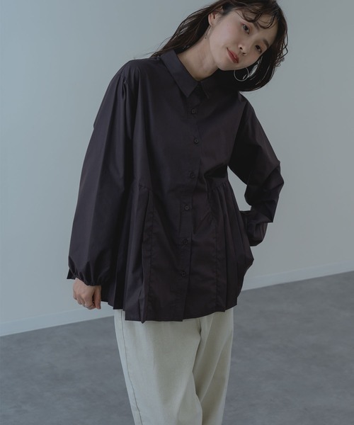 SABUROKU(サブロク)の「【SABUROKU】動くたびにふわっと広がる 裾プリーツ ブラウス(シャツ/ブラウス・レディース・ミント/ホワイト/ブラウン・M)」の19枚目の写真