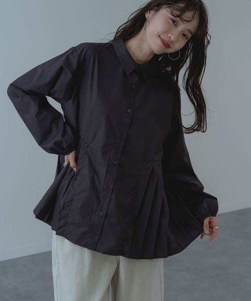 SABUROKU(サブロク)の「【SABUROKU】動くたびにふわっと広がる 裾プリーツ ブラウス(シャツ/ブラウス・レディース・ミント/ホワイト/ブラウン・M)」の16枚目の写真