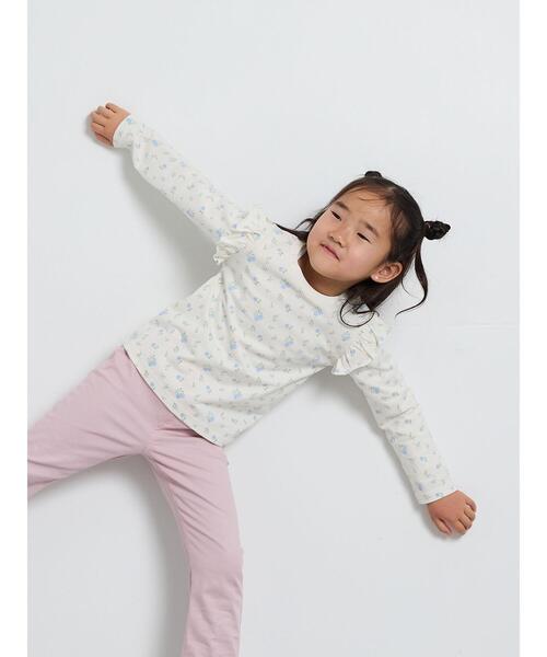 Samansa Mos2 Lagom(サマンサモスモスラーゴム)の「肩フリル花柄ロンT(Tシャツ/カットソー・キッズ・ピンク/オフホワイト・95/120/110/100/130)」の5枚目の写真