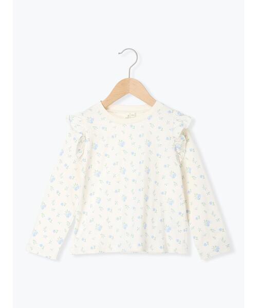 Samansa Mos2 Lagom(サマンサモスモスラーゴム)の「肩フリル花柄ロンT(Tシャツ/カットソー・キッズ・ピンク/オフホワイト・95/120/110/100/130)」の9枚目の写真