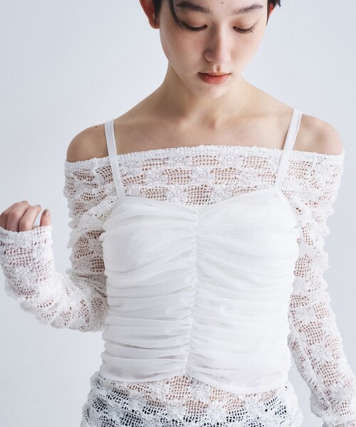 CODE A(コードエー)の「organza shirring cami(タンクトップ・レディース・ブラック/パープル/ホワイト・00)」の10枚目の写真
