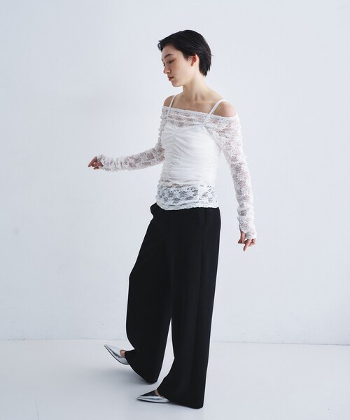 CODE A(コードエー)の「organza shirring cami(タンクトップ・レディース・ブラック/パープル/ホワイト・00)」の12枚目の写真