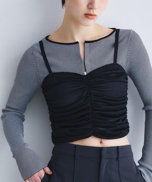 CODE A(コードエー)の「organza shirring cami(タンクトップ・レディース・ブラック/パープル/ホワイト・00)」の14枚目の写真