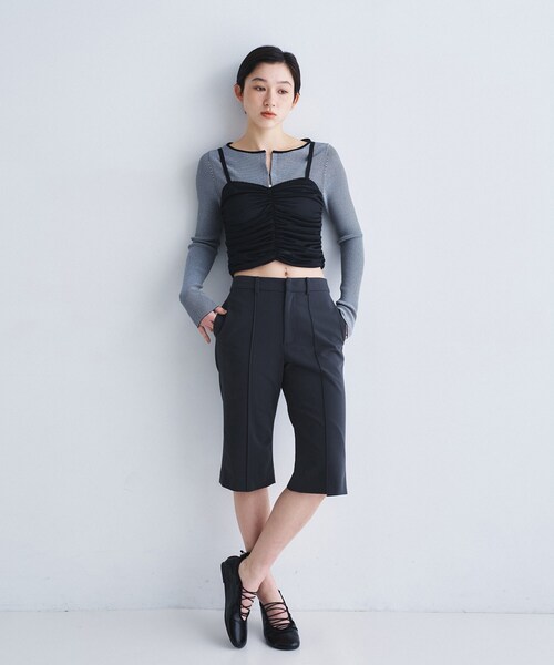 CODE A(コードエー)の「organza shirring cami(タンクトップ・レディース・ブラック/パープル/ホワイト・00)」の4枚目の写真