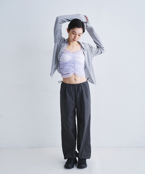 CODE A(コードエー)の「organza shirring cami(タンクトップ・レディース・ブラック/パープル/ホワイト・00)」の8枚目の写真