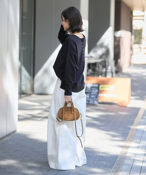 JOURNAL STANDARD(ジャーナルスタンダード)の「コットンシルクミックス2WAYヘンリー(ニット/セーター・レディース・グレー/ネイビー・FREE)」の4枚目の写真