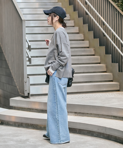 JOURNAL STANDARD(ジャーナルスタンダード)の「コットンシルクミックス2WAYヘンリー(ニット/セーター・レディース・グレー/ネイビー・FREE)」の5枚目の写真