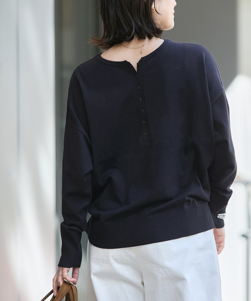 JOURNAL STANDARD(ジャーナルスタンダード)の「コットンシルクミックス2WAYヘンリー(ニット/セーター・レディース・グレー/ネイビー・FREE)」の15枚目の写真