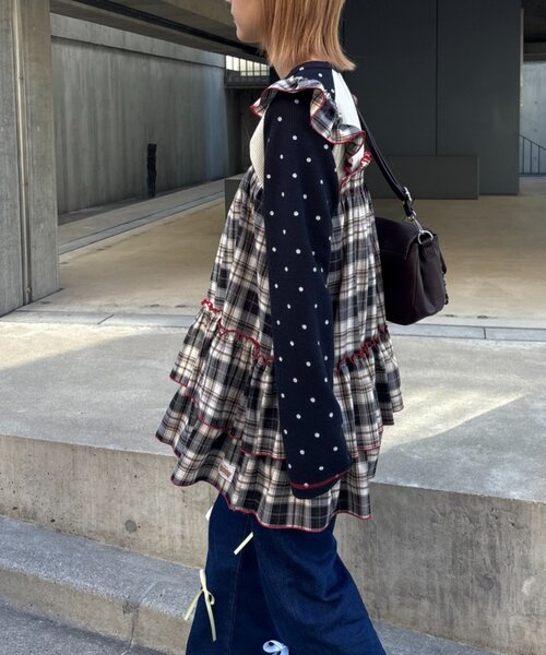 CIAOPANIC TYPY(チャオパニックティピー)の「【HELLO.SANFRANCISCO/ハローサンフランシスコ】チェックチュニックワンピ(ワンピース・レディース・サックスブルー/ブラック/ピンク・ONE SIZE)」の7枚目の写真