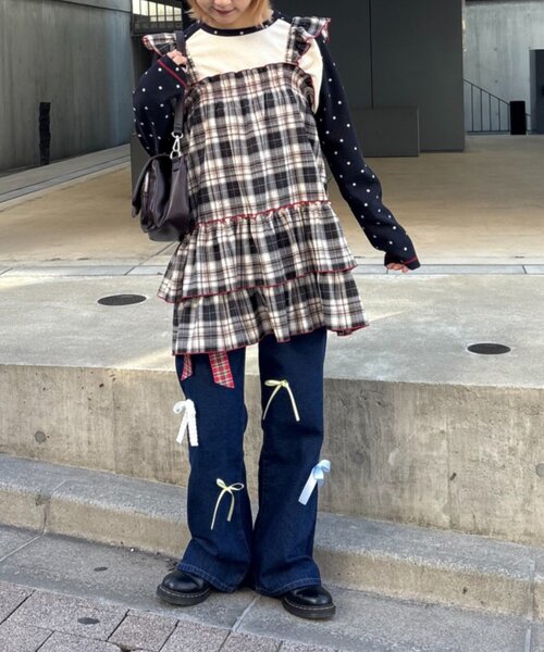 CIAOPANIC TYPY(チャオパニックティピー)の「【HELLO.SANFRANCISCO/ハローサンフランシスコ】チェックチュニックワンピ(ワンピース・レディース・サックスブルー/ブラック/ピンク・ONE SIZE)」の10枚目の写真