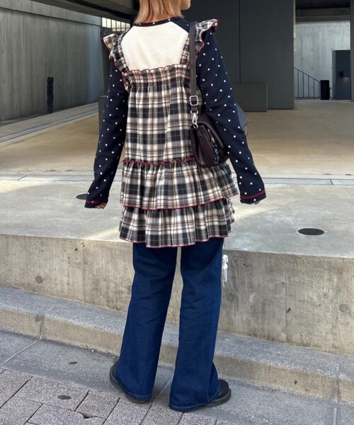 CIAOPANIC TYPY(チャオパニックティピー)の「【HELLO.SANFRANCISCO/ハローサンフランシスコ】チェックチュニックワンピ(ワンピース・レディース・サックスブルー/ブラック/ピンク・ONE SIZE)」の12枚目の写真