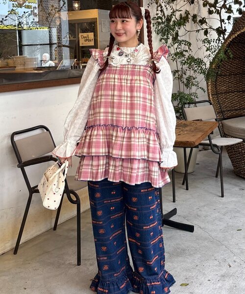 CIAOPANIC TYPY(チャオパニックティピー)の「【HELLO.SANFRANCISCO/ハローサンフランシスコ】チェックチュニックワンピ(ワンピース・レディース・サックスブルー/ブラック/ピンク・ONE SIZE)」の16枚目の写真