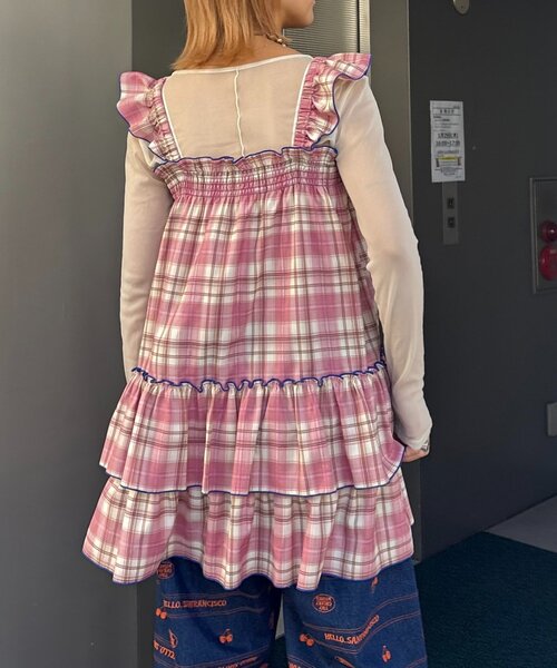 CIAOPANIC TYPY(チャオパニックティピー)の「【HELLO.SANFRANCISCO/ハローサンフランシスコ】チェックチュニックワンピ(ワンピース・レディース・サックスブルー/ブラック/ピンク・ONE SIZE)」の20枚目の写真