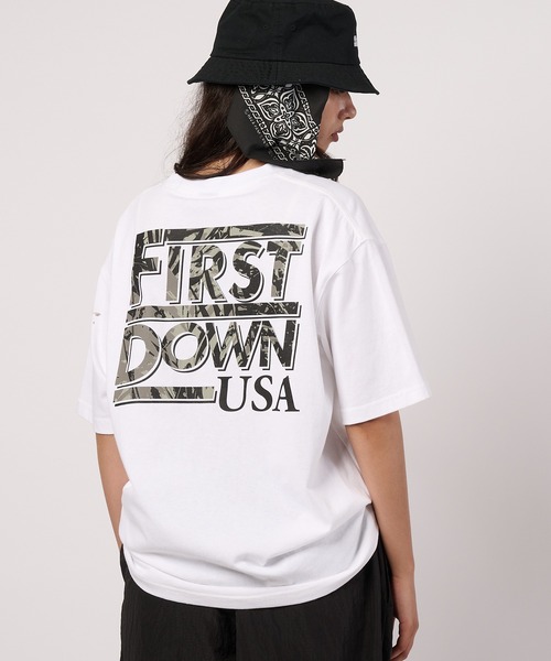 FIRST DOWN(ファーストダウン)の「グラフィック スリーブTシャツ #5(Tシャツ/カットソー・メンズ・ホワイト/チャコールグレー・M/L/XL)」の6枚目の写真