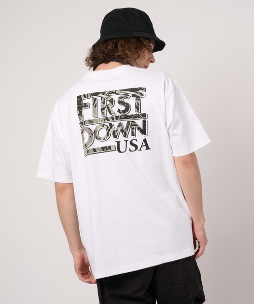 FIRST DOWN(ファーストダウン)の「グラフィック スリーブTシャツ #5(Tシャツ/カットソー・メンズ・ホワイト/チャコールグレー・M/L/XL)」の4枚目の写真