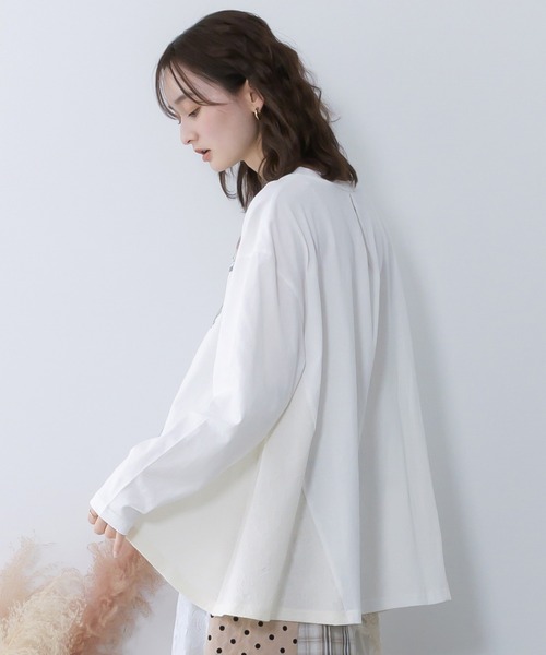 ScoLar（スカラー）の「561222：アンティークプリント柄チュニック（チュニック・レディース・サックスブルー/ブラック/オフホワイト・M）」の10枚目の写真