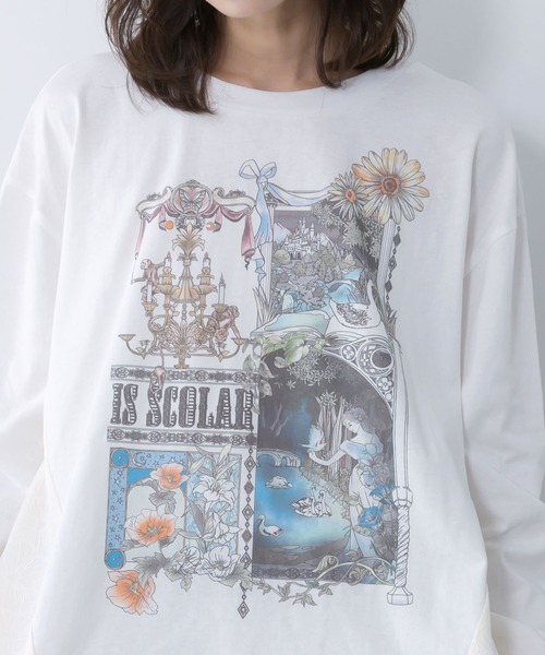 ScoLar（スカラー）の「561222：アンティークプリント柄チュニック（チュニック・レディース・サックスブルー/ブラック/オフホワイト・M）」の13枚目の写真