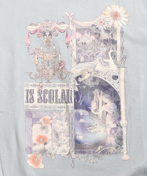 ScoLar（スカラー）の「561222：アンティークプリント柄チュニック（チュニック・レディース・サックスブルー/ブラック/オフホワイト・M）」の4枚目の写真