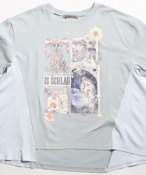 ScoLar（スカラー）の「561222：アンティークプリント柄チュニック（チュニック・レディース・サックスブルー/ブラック/オフホワイト・M）」の5枚目の写真