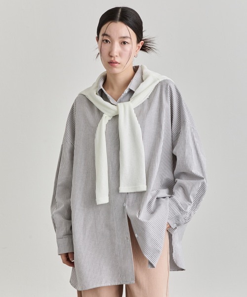 セール】Oversized Stripe Shirt / オーバーサイズストライプシャツ