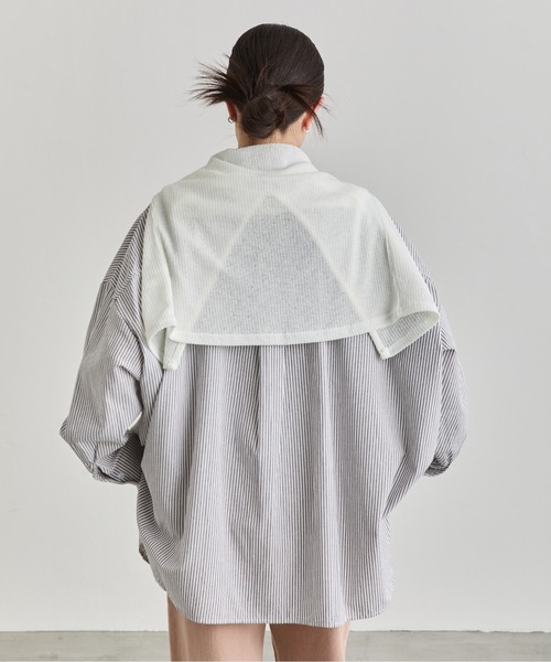 NUJOH(ヌゾ)の「Oversized Stripe Shirt / オーバーサイズストライプシャツ(シャツ/ブラウス・レディース・ブルー/グレー・FREE)」の10枚目の写真