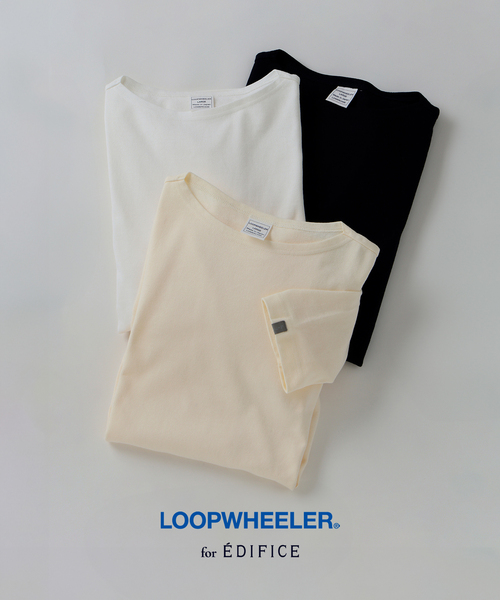 LOOPWHEELER（ループウィラー）の「LOOPWHEELER for LOWERCASE 別注 天竺ボートネック（Tシャツ/カットソー・メンズ・ネイビー/ホワイト/アイボリー・X-LARGE/LARGE/MEDIUM/SMALL）」の4枚目の写真