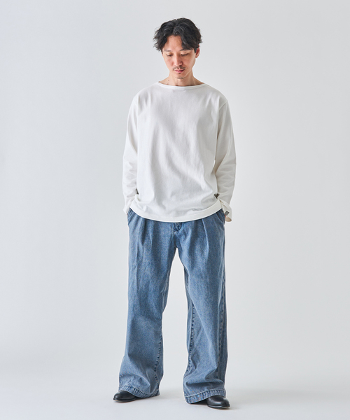 LOOPWHEELER（ループウィラー）の「LOOPWHEELER for LOWERCASE 別注 天竺ボートネック（Tシャツ/カットソー・メンズ・ネイビー/ホワイト/アイボリー・X-LARGE/LARGE/MEDIUM/SMALL）」の5枚目の写真