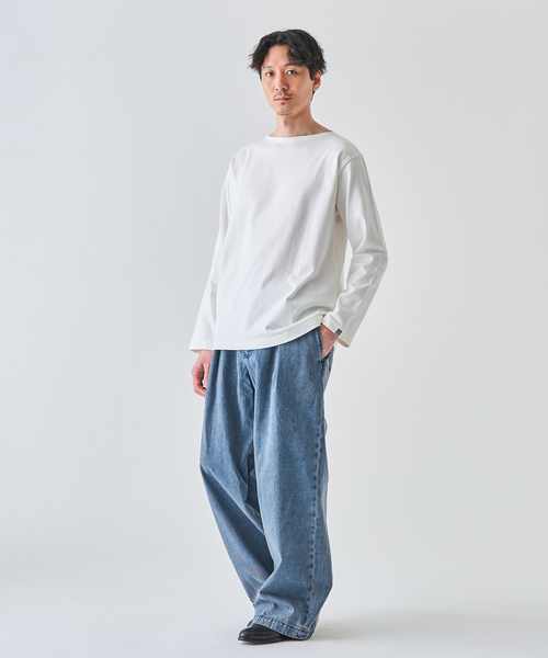 LOOPWHEELER（ループウィラー）の「LOOPWHEELER for LOWERCASE 別注 天竺ボートネック（Tシャツ/カットソー・メンズ・ネイビー/ホワイト/アイボリー・X-LARGE/LARGE/MEDIUM/SMALL）」の6枚目の写真