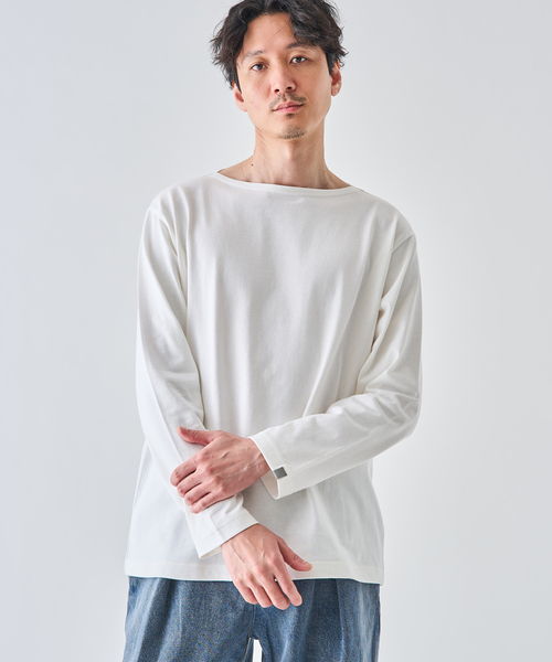 LOOPWHEELER（ループウィラー）の「LOOPWHEELER for LOWERCASE 別注 天竺ボートネック（Tシャツ/カットソー・メンズ・ネイビー/ホワイト/アイボリー・X-LARGE/LARGE/MEDIUM/SMALL）」の7枚目の写真
