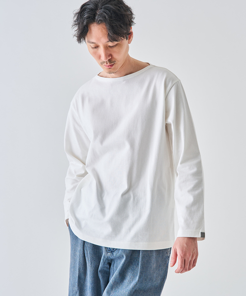 LOOPWHEELER（ループウィラー）の「LOOPWHEELER for LOWERCASE 別注 天竺ボートネック（Tシャツ/カットソー・メンズ・ネイビー/ホワイト/アイボリー・X-LARGE/LARGE/MEDIUM/SMALL）」の8枚目の写真