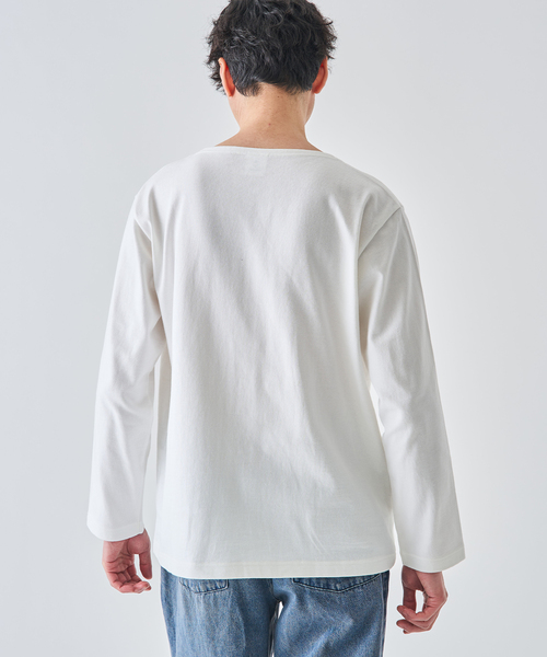 LOOPWHEELER（ループウィラー）の「LOOPWHEELER for LOWERCASE 別注 天竺ボートネック（Tシャツ/カットソー・メンズ・ネイビー/ホワイト/アイボリー・X-LARGE/LARGE/MEDIUM/SMALL）」の10枚目の写真