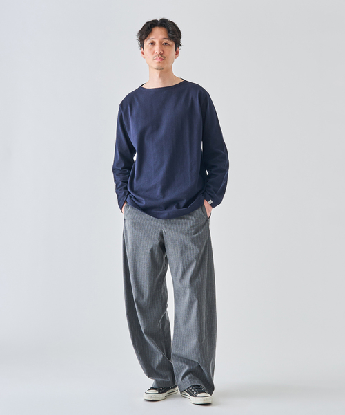 LOOPWHEELER（ループウィラー）の「LOOPWHEELER for LOWERCASE 別注 天竺ボートネック（Tシャツ/カットソー・メンズ・ネイビー/ホワイト/アイボリー・X-LARGE/LARGE/MEDIUM/SMALL）」の13枚目の写真