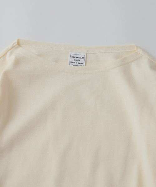 LOOPWHEELER（ループウィラー）の「LOOPWHEELER for LOWERCASE 別注 天竺ボートネック（Tシャツ/カットソー・メンズ・ネイビー/ホワイト/アイボリー・X-LARGE/LARGE/MEDIUM/SMALL）」の4枚目の写真