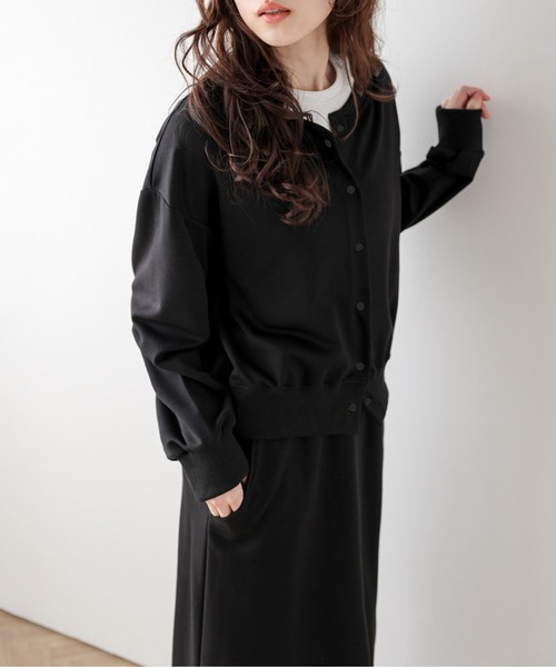 La-gemme（ラジェム）の「カーディガン×Iラインスカートセットアップ（セットアップ・レディース・ブラック/ベージュ/ダークブラウン/グレー・M/L）」の7枚目の写真