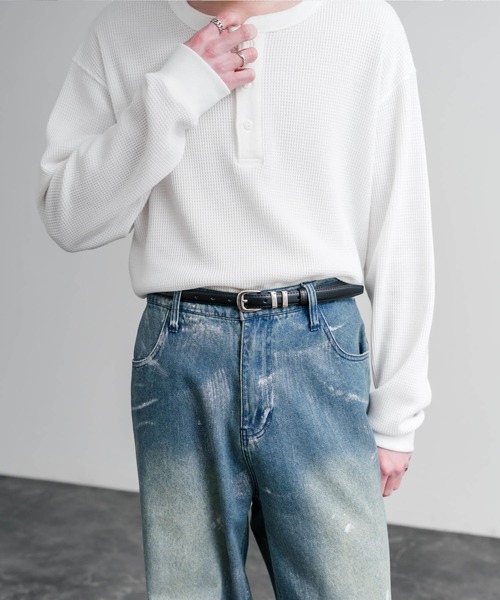 Rocky Monroe(ロッキーモンロー)の「リアルレザー 本革 スクエアバックルベルト(ベルト・メンズ・ブラック/ダークブラウン/キャメル・FREE)」の6枚目の写真