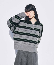 MEDE19F 衿付きボーダーニット