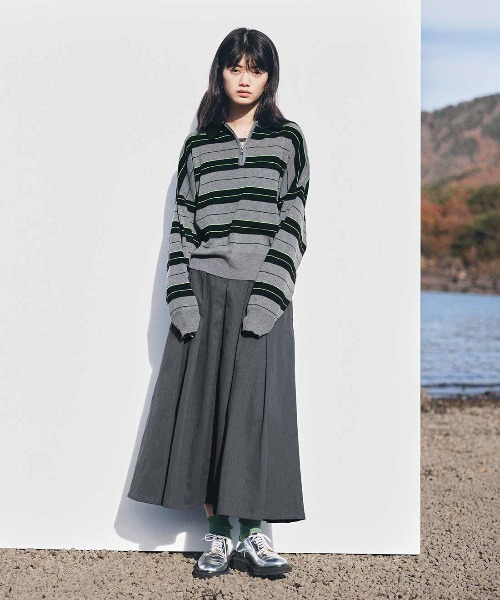 MEDE19F(メデジュウキュウ)の「MEDE19F 衿付きボーダーニット(ニット/セーター・レディース・ブラウン/グレー/バーガンディー・LL/L/M)」の4枚目の写真