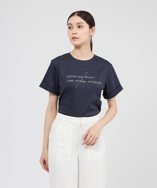 EPOCA（エポカ）の「シャイニーロゴTシャツ（Tシャツ/カットソー・レディース・ブラック/ブルー/ホワイト/ブルー系その他7/ピンク系その他2・40）」の4枚目の写真
