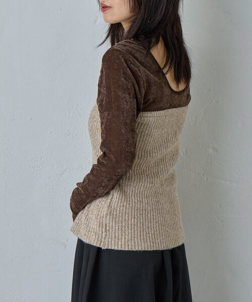 goocy(グーシー)の「MIXニットチューブトップビスチェ(ニット/セーター・レディース・アイボリー・FREE)」の3枚目の写真