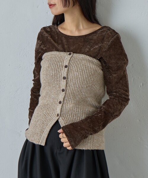 goocy(グーシー)の「MIXニットチューブトップビスチェ(ニット/セーター・レディース・アイボリー・FREE)」の5枚目の写真